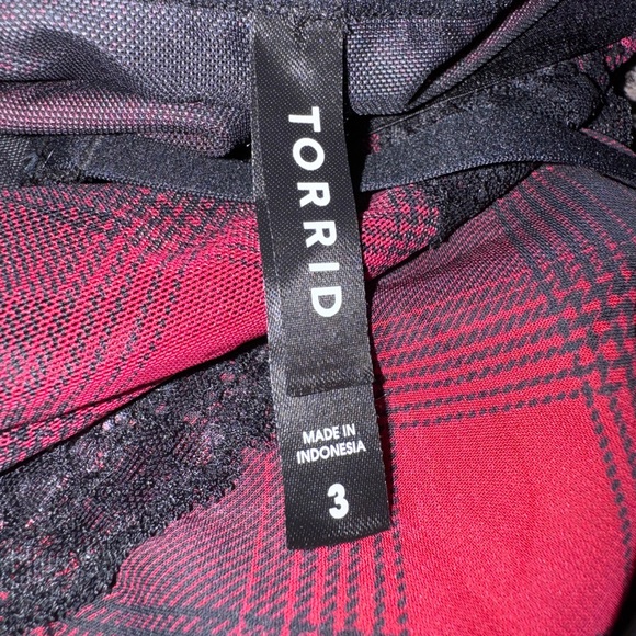 Torrid Babydoll Neglige Size 3X 22/24 Red Black Plaid Lace Sheer Sexy - Picture 6 of 9